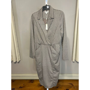 Women's Max Studio Dress Size M Brown Black Houndstooth